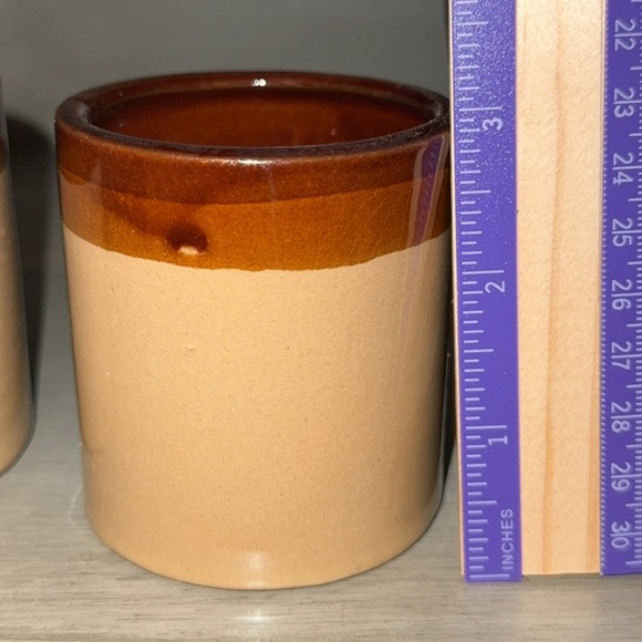 Vintage 1970s set of 2 brown, tan hombre condiment cups Taiwan RETRO - Picture 5 of 6